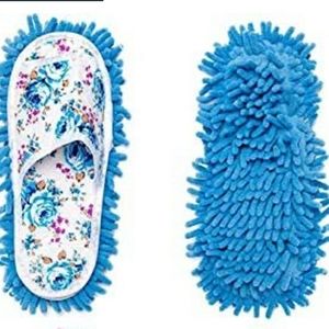Blue Microfiber Cleaning Mop Slippers